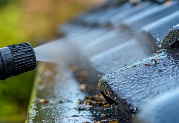 Cleaning Spring Rain Gutters with a Pressure Washer Generative AI